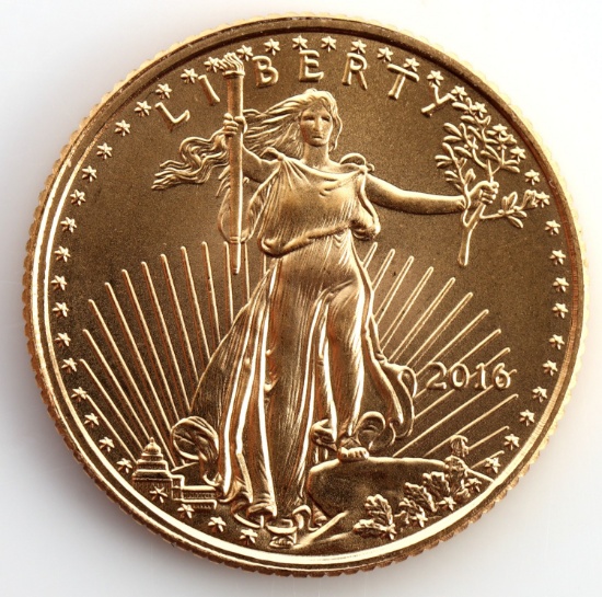 2016 GOLD 1/10 OZT OUNCE AMERICAN EAGLE BU COIN