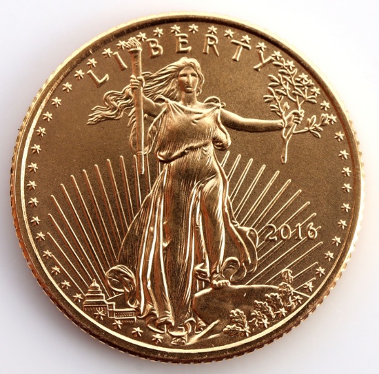 2016 GOLD 1/10 OZT OUNCE AMERICAN EAGLE BU COIN