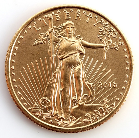 2016 GOLD 1/10 OZT OUNCE AMERICAN EAGLE BU COIN