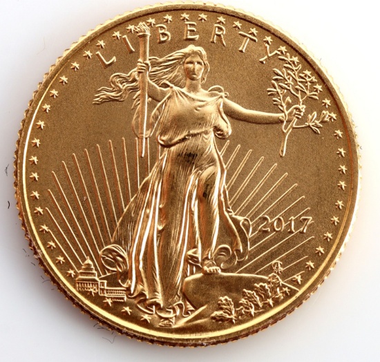 2017 GOLD 1/10 OZT OUNCE AMERICAN EAGLE BU COIN