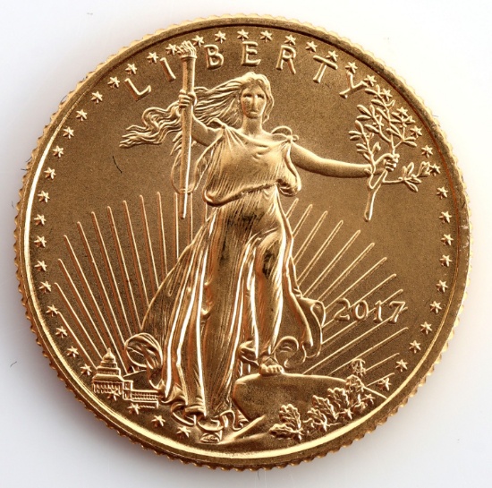 2017 GOLD 1/10 OZT OUNCE AMERICAN EAGLE BU COIN