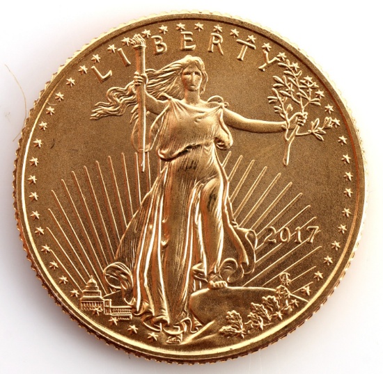 2017 GOLD 1/10 OZT OUNCE AMERICAN EAGLE BU COIN