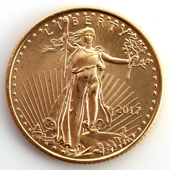 2017 GOLD 1/10 OZT OUNCE AMERICAN EAGLE BU COIN