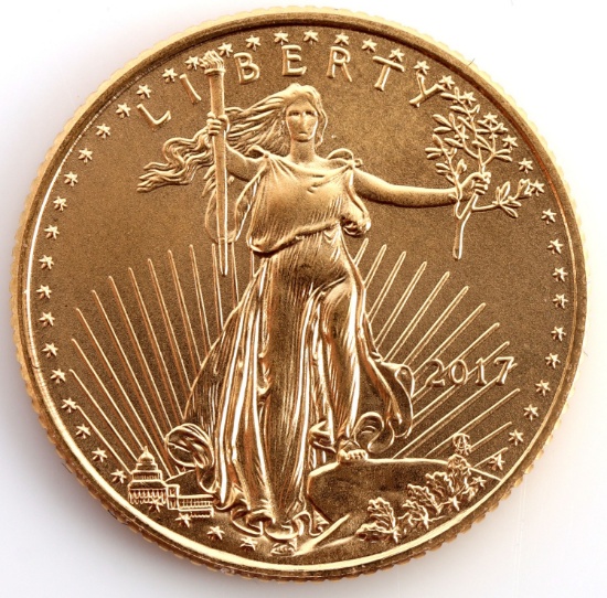 2017 GOLD 1/10 OZT OUNCE AMERICAN EAGLE BU COIN