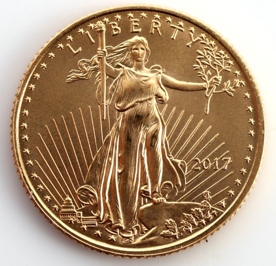 2017 GOLD 1/10 OZT OUNCE AMERICAN EAGLE BU COIN