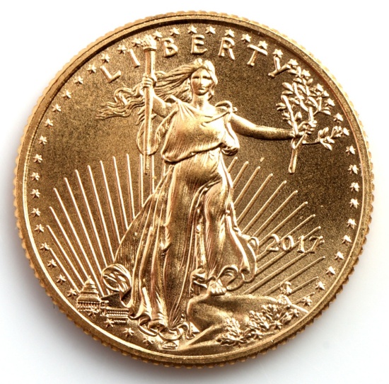 2017 GOLD 1/10 OZT OUNCE AMERICAN EAGLE BU COIN