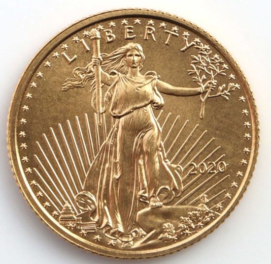 2020 GOLD 1/10 OZT OUNCE AMERICAN EAGLE BU COIN