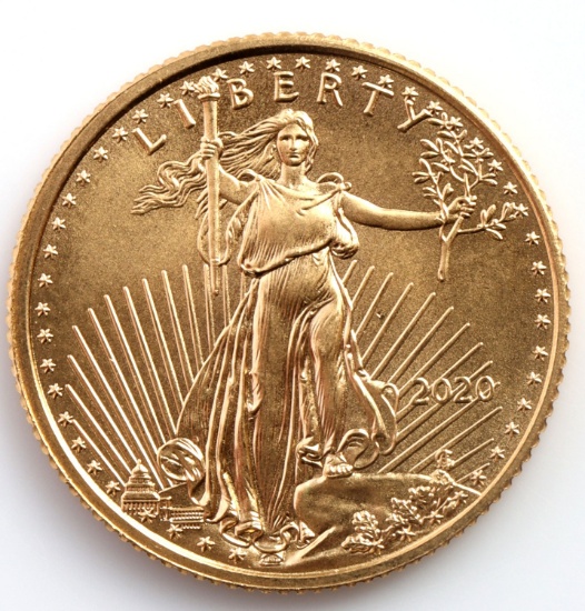 2020 GOLD 1/10 OZT OUNCE AMERICAN EAGLE BU COIN