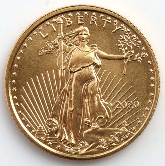 2020 GOLD 1/10 OZT OUNCE AMERICAN EAGLE BU COIN