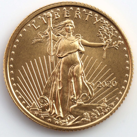 2020 GOLD 1/10 OZT OUNCE AMERICAN EAGLE BU COIN