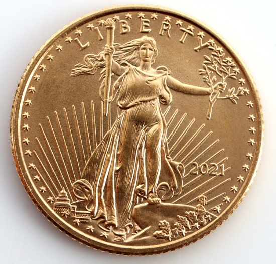 2021 GOLD 1/10 OZT OUNCE AMERICAN EAGLE BU COIN