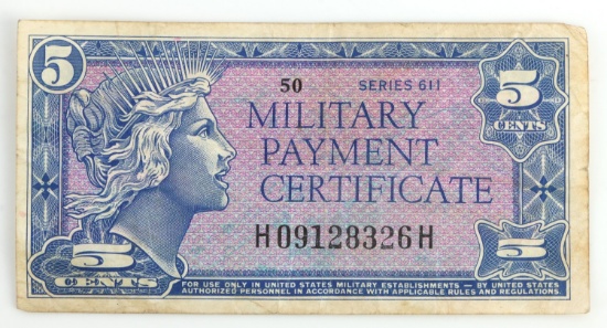 MPC MILITARY PAYMENT CERTIFICATE 611 5 CENTS