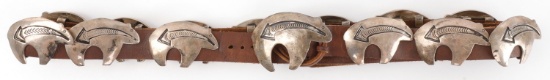 STERLING SILVER BEAR CONCHO BELT BY P YELLOWHORSE
