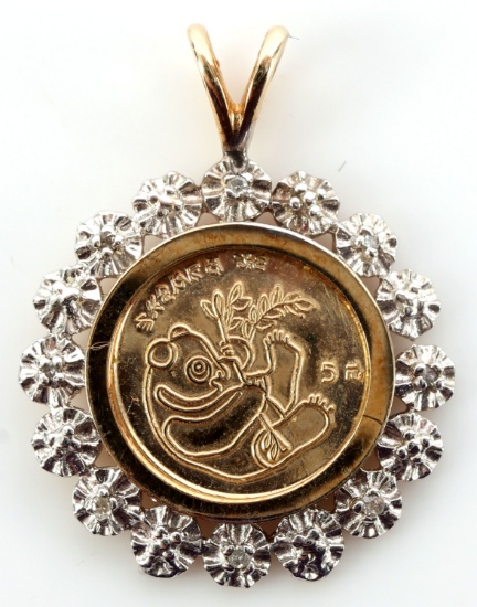 10KT YELLOW GOLD PENDANT WITH YUAN COIN COPY