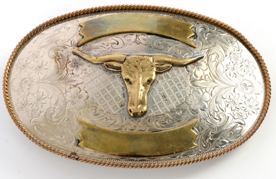 MONTANA SILVERSMITHS COWBOY LONGHORN BELT BUCKLE