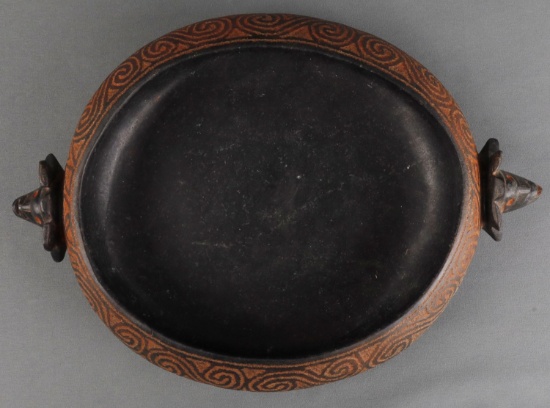 TAINO CINNABAR HIGHLIGHTED BOWL ANTHROPIC FACES
