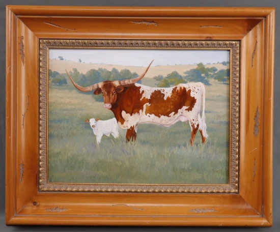20TH CENTURY WESTERN ART HEIFER & CALF TW