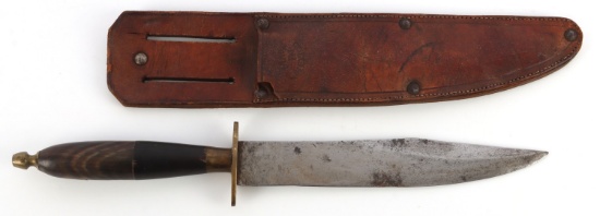 BULL HORN GRIP BOWIE KNIFE SIGNED T. GOMEZ MEXICO