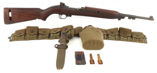 WWII EARLY INLAND DIV US M1 CARBINE WITH EQUIPMENT