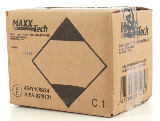 500 RDS 9MM LUGER 115GR FMJ MAXXTECH PISTOL AMMO