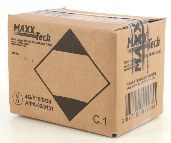 500 RDS 9MM LUGER 115GR FMJ MAXXTECH PISTOL AMMO