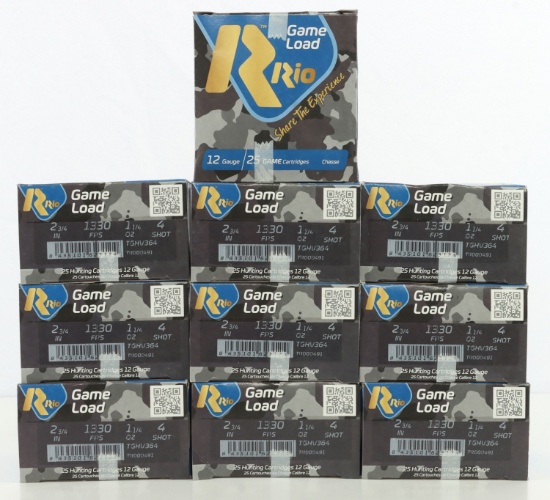 250 ROUNDS 12 GAUGE #4 SHOTSHELL RIO GAME LOAD