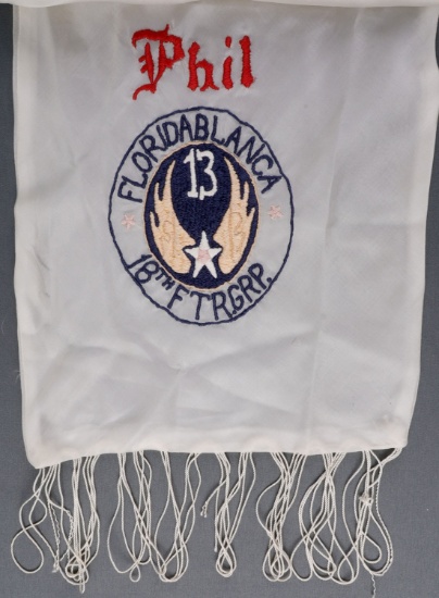 WWII US 13TH AIR FORCE 18TH FG EMBROIDERED SCARF