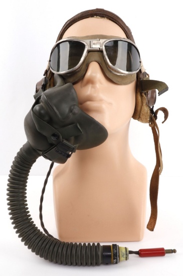 WWII USAAF NAMED B-6 FLIGHT HELMET MASK & GOGGLES