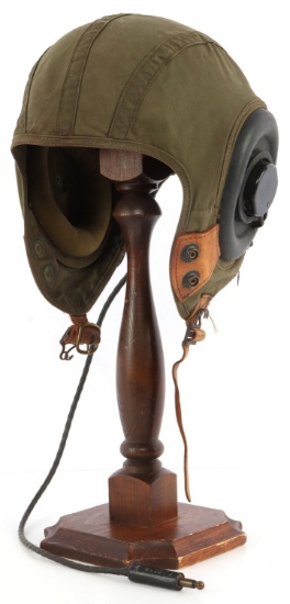 WWII US NAVY OD GREEN CANVAS FLIGHT HELMET LINER