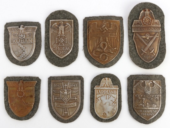 LOT OF 8 WWII GERMAN THIRD REICH CAMPAIGN SHIELDS