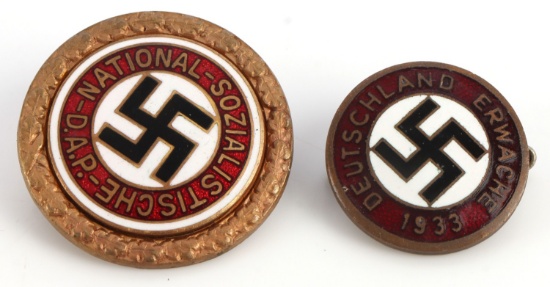 LOT OF 2 WWII GERMAN THIRD REICH NSDAP BADGES