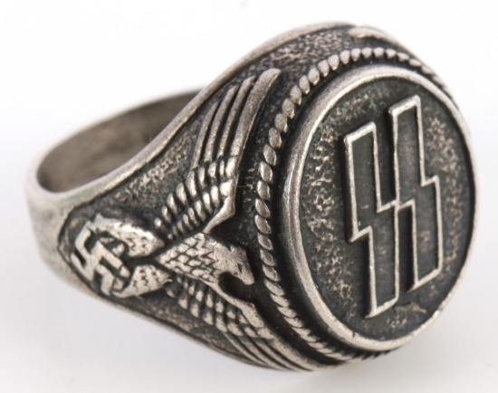 WWII GERMAN THIRD REICH SS SILVER RING SIZE 12 U.S