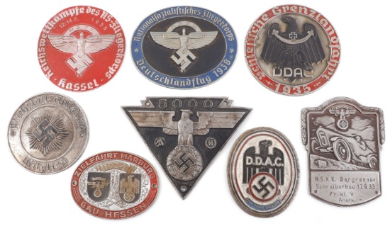 LOT OF 8 WWII GERMAN THIRD REICH PLAQUES NSKK DDAC