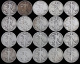 LOT OF 90% SILVER WALKING LIBERTY HALF $10 FACE