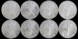 LOT OF 8 2013 SILVER AMERICAN EAGLE 1 OZT COINS