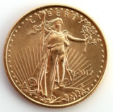 2017 GOLD 1/10 OZT OUNCE AMERICAN EAGLE BU COIN