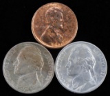 1938 P 1938 D NICKEL LOT & 1955 S UNC PENNY