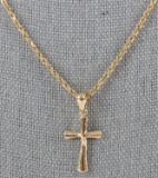 16 IN DIAMOND CUT 14K ROPE CHAIN NECKLACE W CROSS