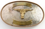 MONTANA SILVERSMITHS COWBOY LONGHORN BELT BUCKLE
