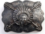MARCO D. MARTIN STERLING SILVER INDIAN BELT BUCKLE