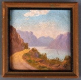 WILLARD J PAGE MINIATURE PAINTING LAKE SCENE