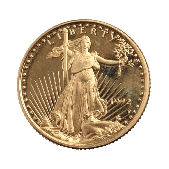 1992 GOLD 1/10 OZT OUNCE AMERICAN EAGLE BU COIN