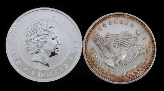 2013 .999 FINE SILVER AUSTRALIA  COIN & 1 OZ ROUND