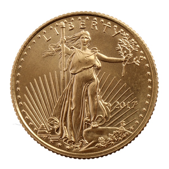 2017 GOLD 1/10 OZT OUNCE AMERICAN EAGLE BU COIN