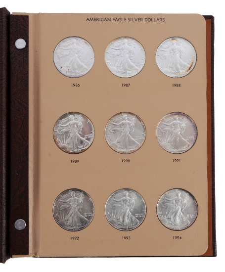 1986-2002 SILVER AMERICAN EAGLES 17 COINS