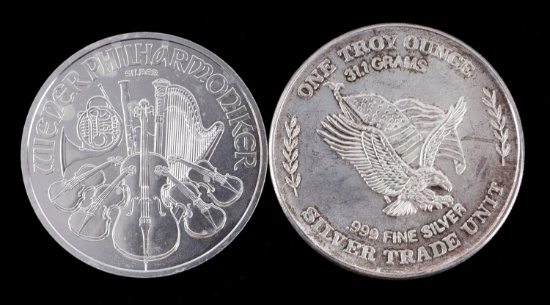 AUSTRIAN PHILHARMONIC .999 SILVER 1 OZT LOT OF 2