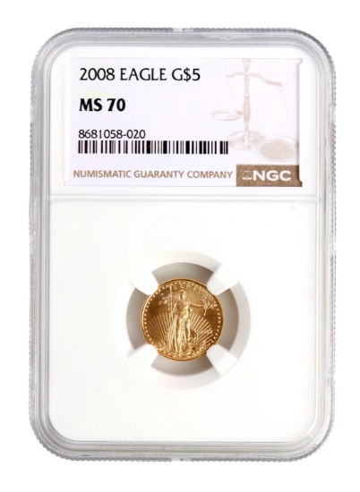 2008 NGC GRADED US 1/10 OZT GOLD EAGLE COIN