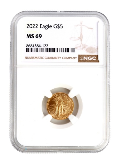 2022 NGC GRADED US 1/10 OZT GOLD EAGLE COIN
