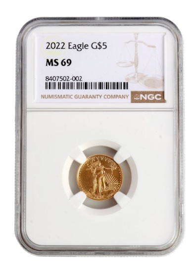 2022 NGC GRADED US 1/10 OZT GOLD EAGLE COIN