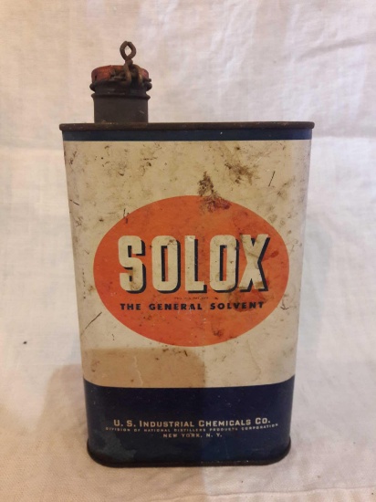 Vintage Solox tin..7in tall